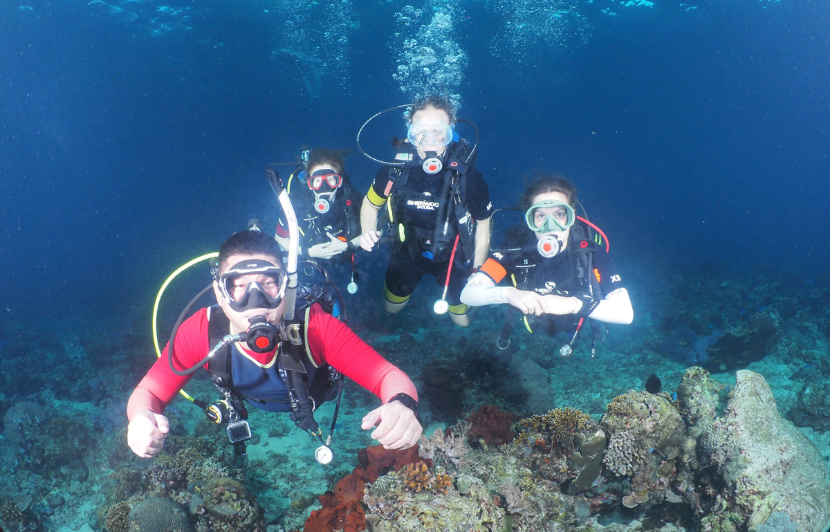 Divers exploring local reef sites